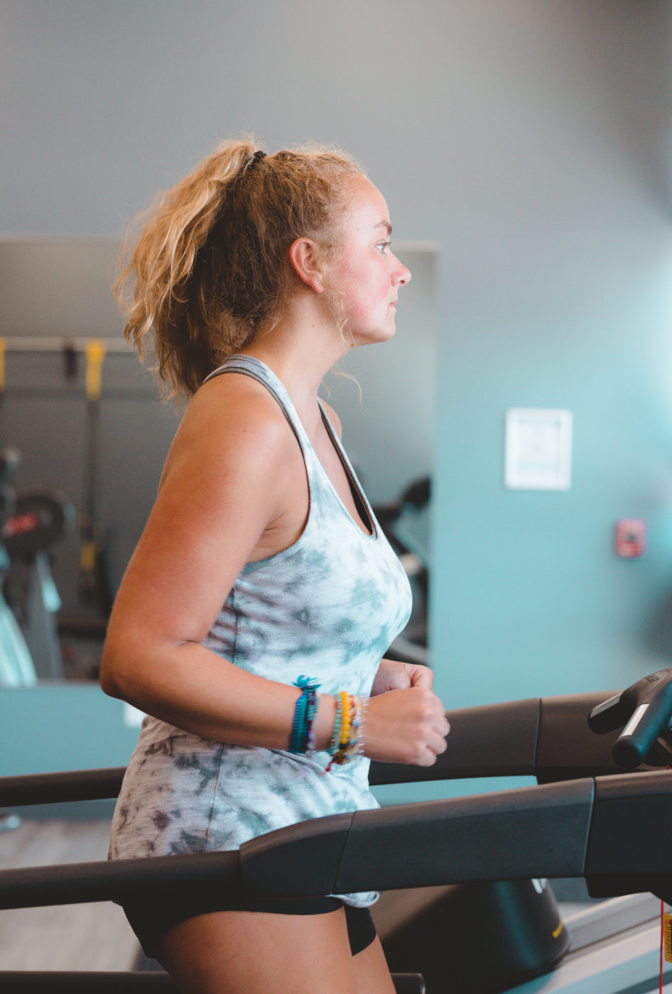 Female running on treadmill