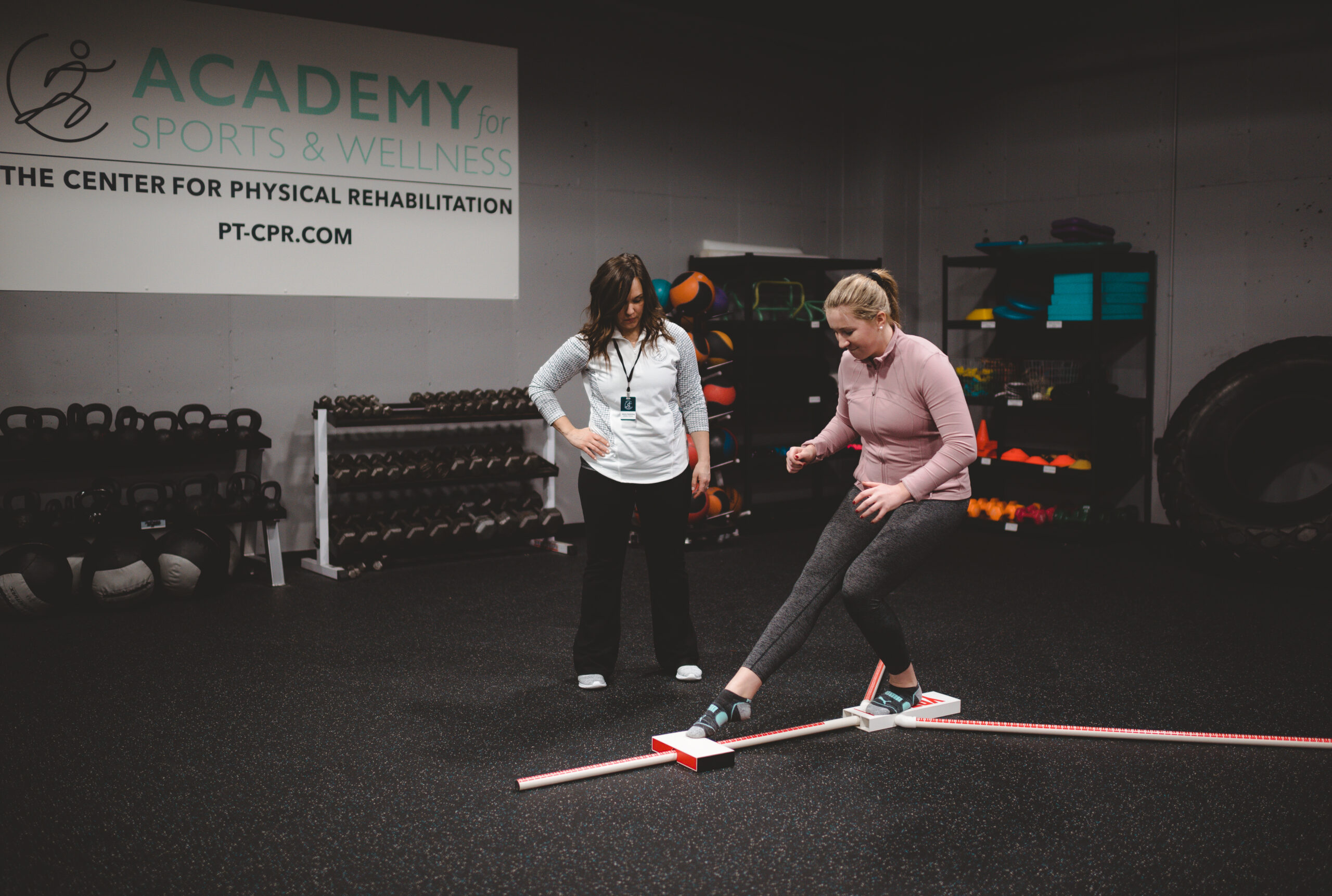 Female athlete doing y-balance test