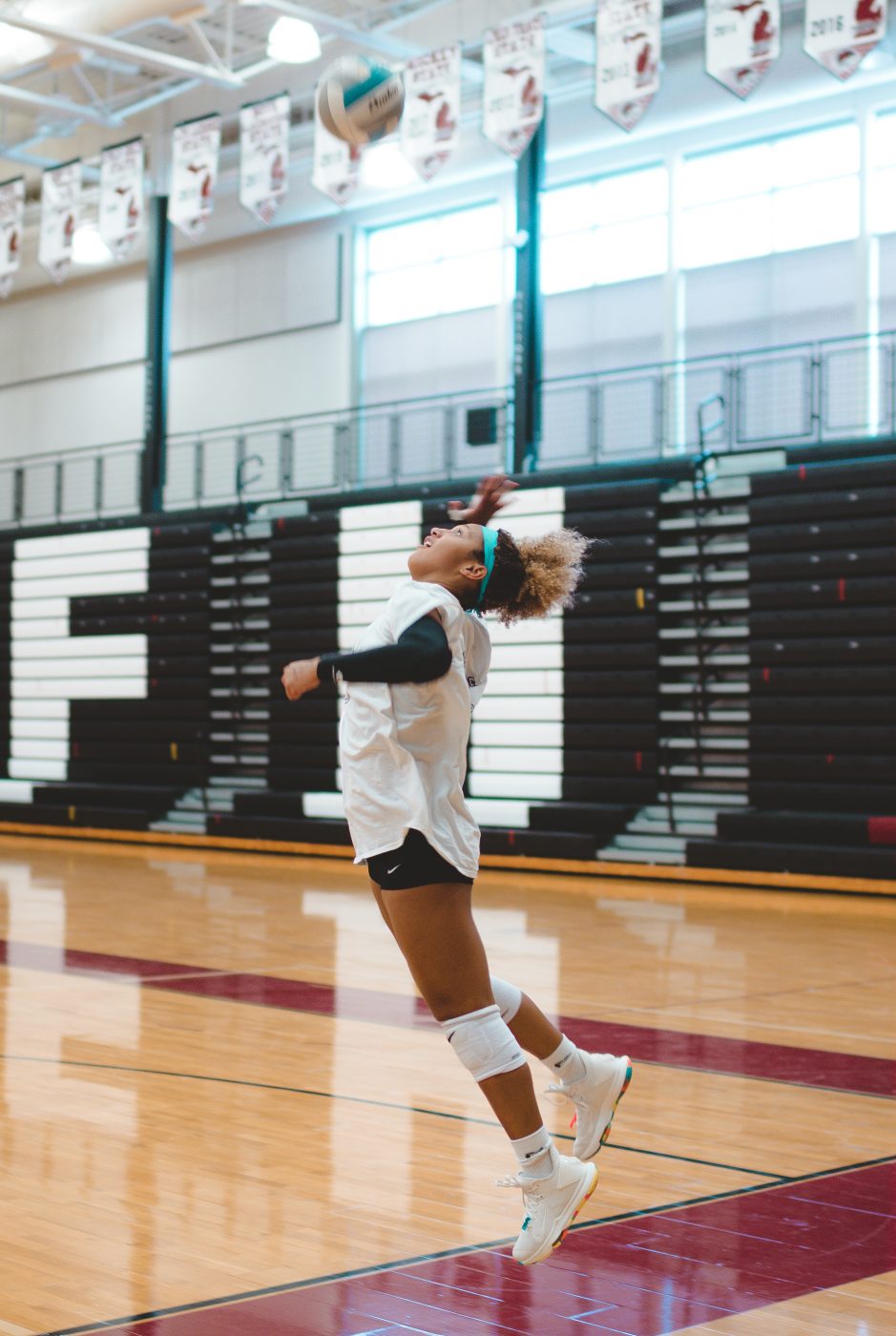 Athlete hitting volleyball